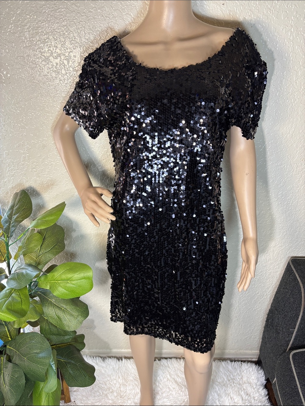 Adore Black Sequin Mini Dress